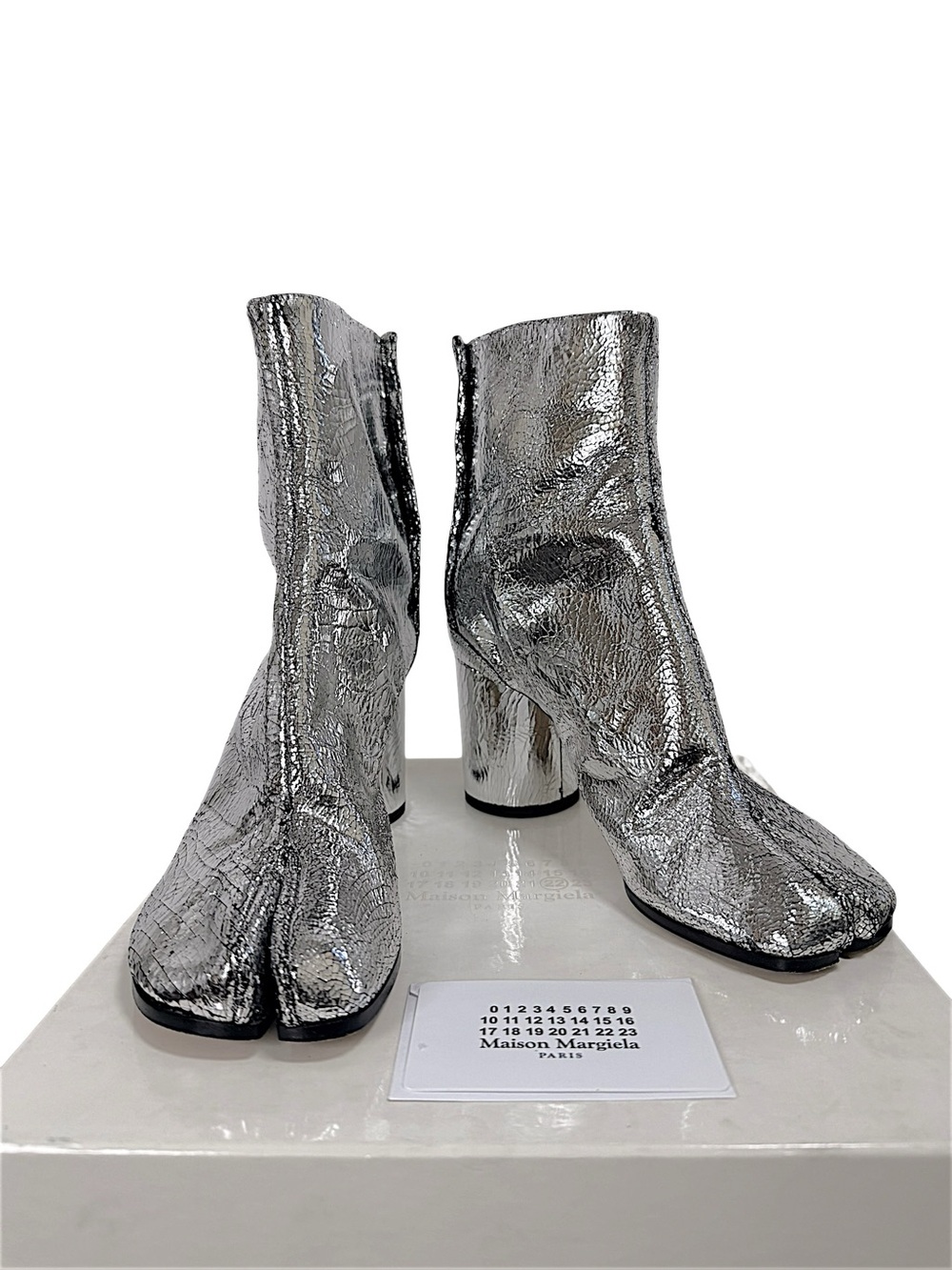 Maison Margiela Silver Metallic Tabi Ankle Boots 38
